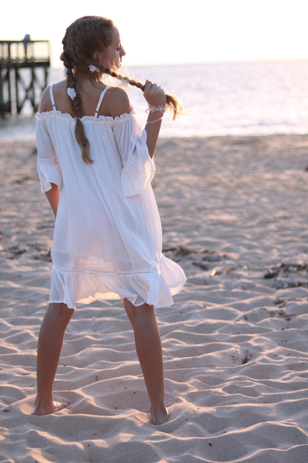 off the shoulder beach dresses Odella Off Shoulder Dress: Smocked Maxi in Off White Extra Large | Women's Online Boutique | Boho Chic Style