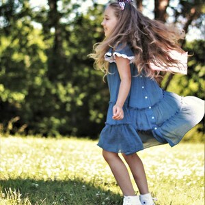 Girl Boho Birthday Dress / Boho Flower Girl Dress / Cotton Lace Tiered Dress / Country Wedding Flower Girl Dress / Girls Portraits Dress. image 4