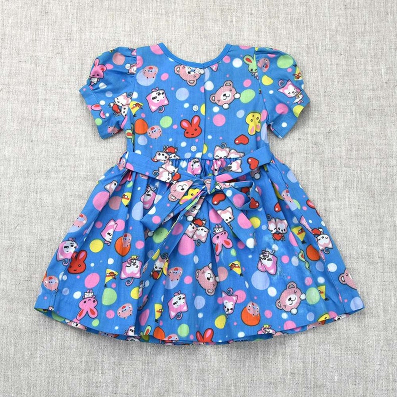 Cartoon Printed Hand-Smocked Embroidered Baby Girl Dress / Toddler Girls Birthday Smocked Dress / Celebration Dress / 1st Birthday Outfit. image 4