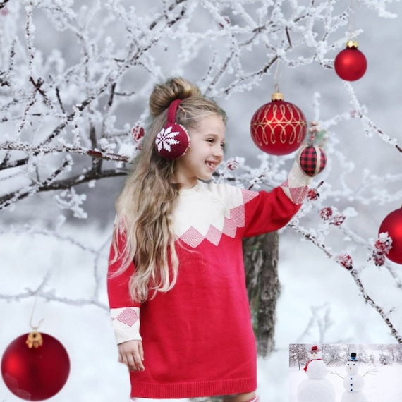 Girls Red Oversized Sweater Dress Two Tone Knit Sweatshirt Dress Girls Christmas Sweater Tunic Winter Holidays Sweater Photos Outfit Etsy