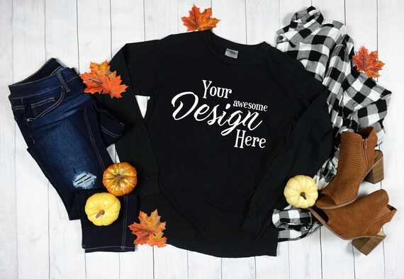 Black Fall Thanksgiving Shirt Mock up 