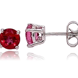 Mystic Pink Topaz stud earring in 10K White Gold