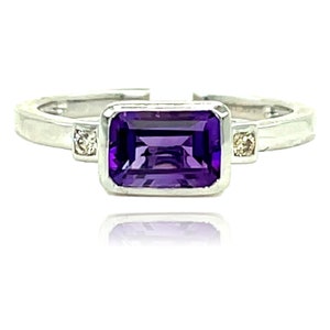 14KW Gold Amethyst and Diamond Ring