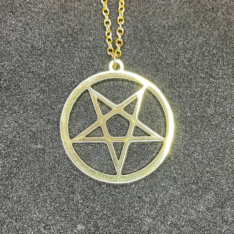 Pentagram upside down, oversized shiny version - NECKLACE