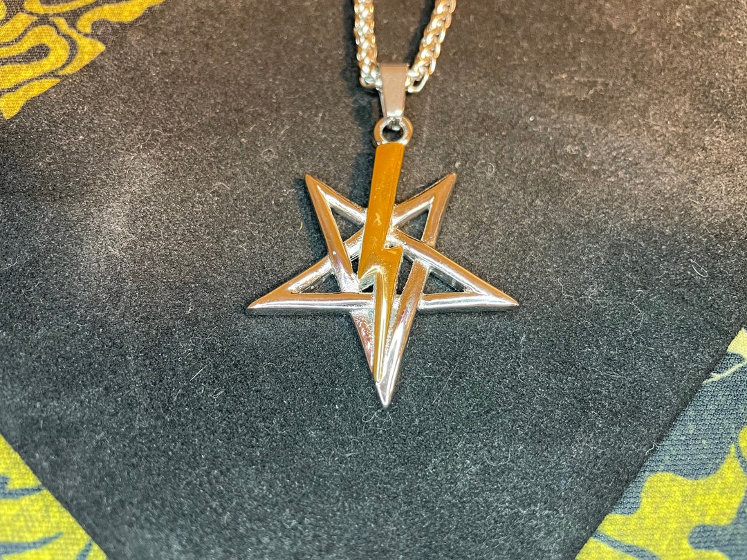 Anton Lavey Pentagram Church of Satan Lightning Bolt Stainless Steel