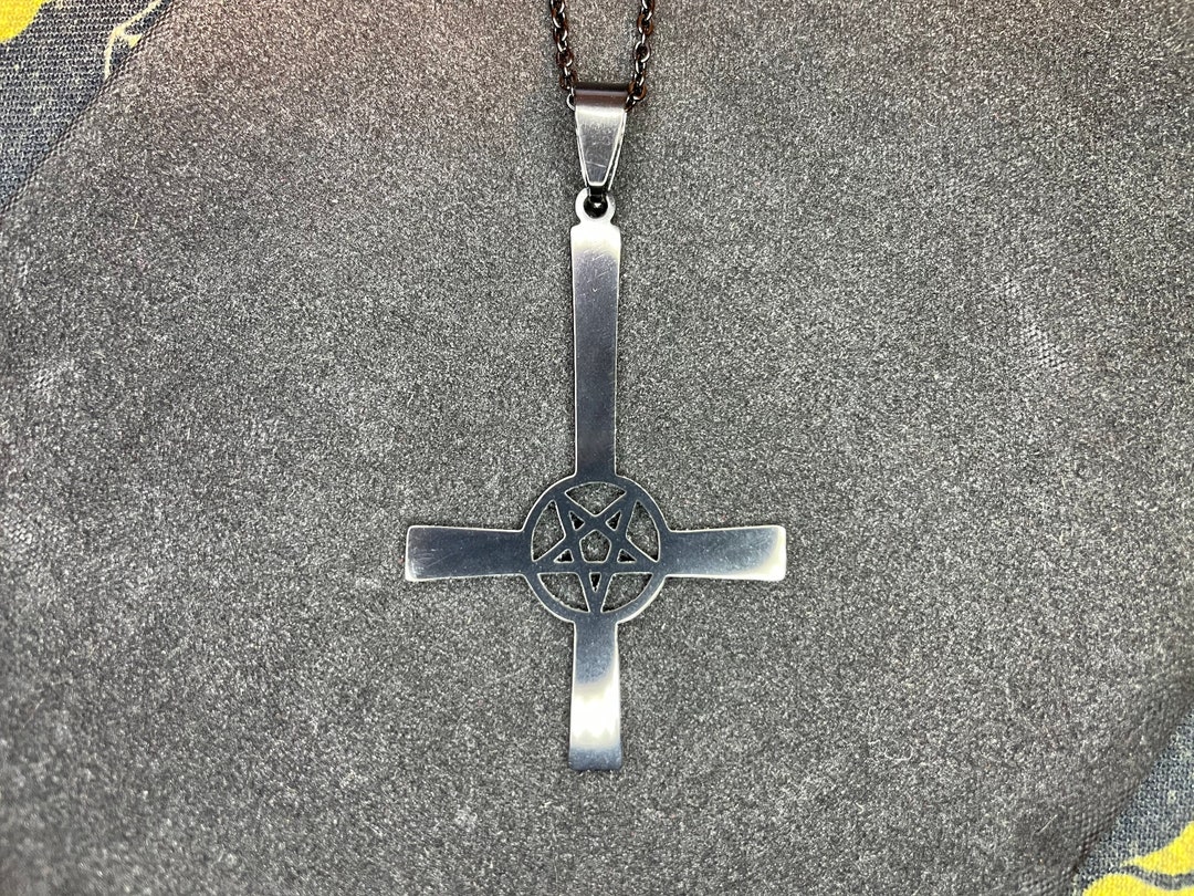 Upside Down Cross W/ Inverted Pentagram Stainless Steel - Etsy