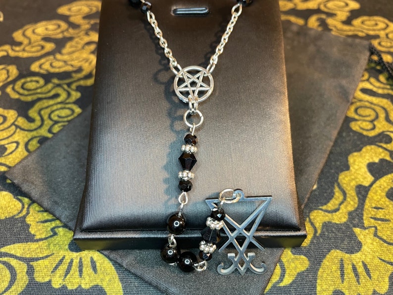 Satanic Rosary Inverted Pentagram Sigil of Lucifer Pendant - Etsy