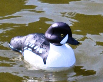 Barrow's Goldeneye Drake Canvas Decoy, handmade for hunting or decoration