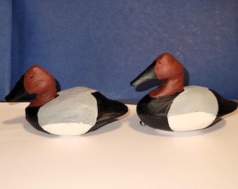 Señuelo de pato de lomo de lona en miniatura de madera