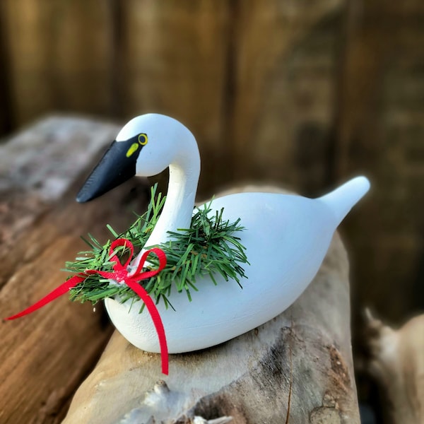 Carved Wooden Swan Etsy