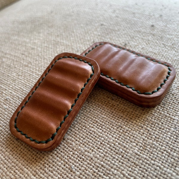 Leather magnetic slider fidget, 8 magnets with bumps, Horween shell cordovan edition