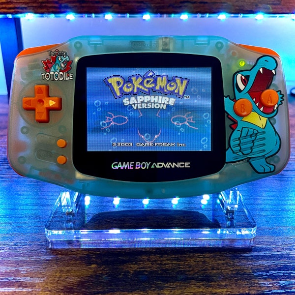 Modded Backlit IPS ITA Pokemon Totodile Game Boy Advance