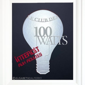 De 100 Watt Club, logo, poster, knipsel, knipsel, Quebec televisie, jaren '80, jaren '90, kunst, papierkunst, poster, televisie, retro, Quebec