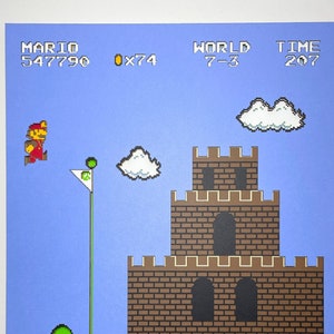 Super Mario Bros., Poster, cutout, vintage, video game, nes, nintendo, arcade, art, paper cut, geek, limited edition, signed and numbered
