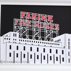 Farine Five Roses, Montreal, city, city, cutout, cutout, poster, poster, papercut, paper art, paper art, art, wall art, architecture