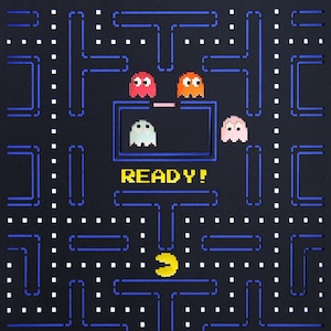 Pac-Man, Poster, cutout, cutout, vintage, video game, game, nes, nintendo, arcade, art, paper art, wall art, paper cut, geek, retro