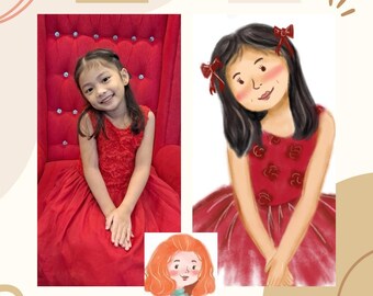 Hand-Drawn Custom Digital Portrait: Personalized Family Illustration (Digital Download)