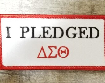 Delta Sigma Theta "I Pledged" iron-on embroidered 4" X 2" patch