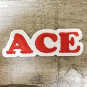 ACE iron-on embroidered 3&quot; X 1&quot; patch (red)