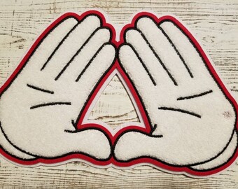 Large Chenille Sorority Patch: Red & White Iron-On (11.5")