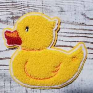 Small Duck- chenille; Iron on; 4 inch; Yellow; Bird;