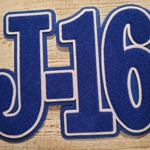 J-16 chenille large 11&quot; iron on patch; Zeta; 1920; Blue and white; Sorority; College Educated; Z-Phi; Dove; Sigma;