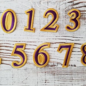 Purple and Old Gold 2 inch numbers (iron-on); Fraternity; Sorority; Sports; 1911; Omega; Roo