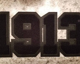 1913 chenille patch; Black on Black; Diva; Delta; DST
