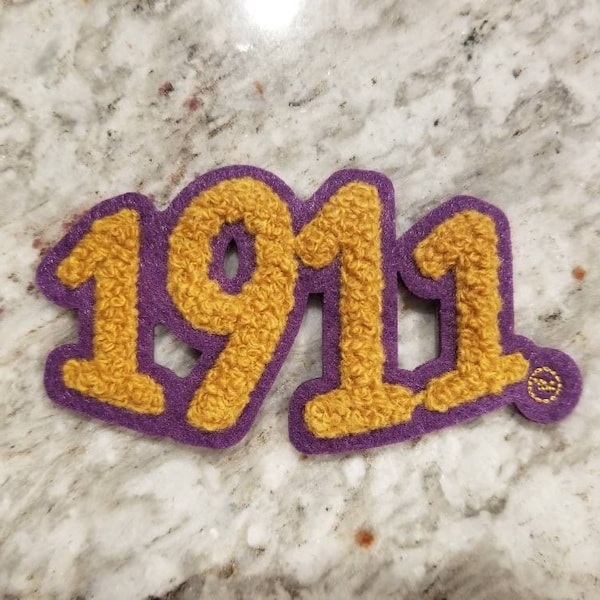 1911 Chenille 2" (iron-on) patch; Fraternity, Sorority, Omega, Roo, Bruh, Delta, Reds