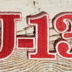 J-13 "Founders' Day" iron-on patch (red/white)