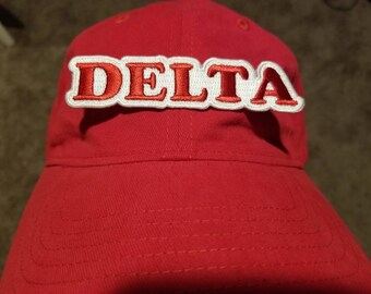 Delta Sigma Theta Baseball Cap White With Red Rhinestones  display picture 3
