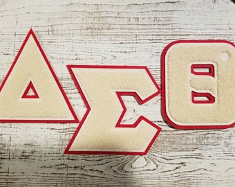 Delta Sigma Theta Iron-On Symbols: Crimson & Cream Appliques (Set of 3)