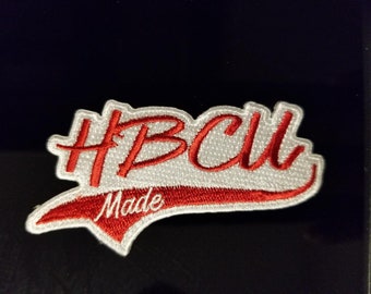 HBCU MADE 3"X 1.7/8" iron-on patch: (red/white); Winston Salem; South Carolina State; Delta; Clark ATL