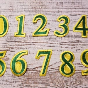 Green & Yellow Iron-On Number Patch - 2" Sports Applique
