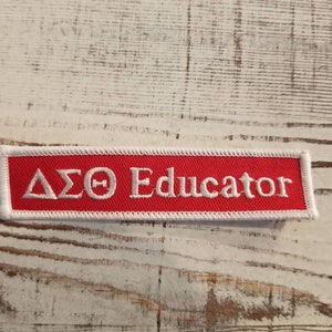 Delta Sigma Theta Educators iron-on embroidered 4&quot; X 1&quot; patch