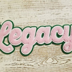 Legacy Chenille Patch-Pink and Green (iron-on) 11" X 4.5"