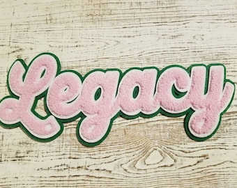 Legacy Chenille Patch-Pink and Green (iron-on) 11" X 4.5"