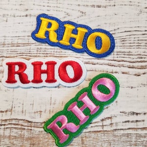 Rho Iron-On Patch: Greek Sorority Chapter (1&quot; X 2.7/8&quot;)