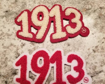 1913 chenille 2 inch patch; red; oo-oop; duck; soror; elephant