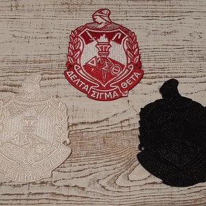 Newly Revised (per National Protocol) - Delta Sigma Theta embroidered iron-on crest patch (left chest)