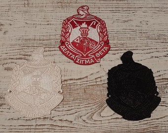 Newly Revised (per National Protocol) - Delta Sigma Theta embroidered iron-on crest patch (left chest)