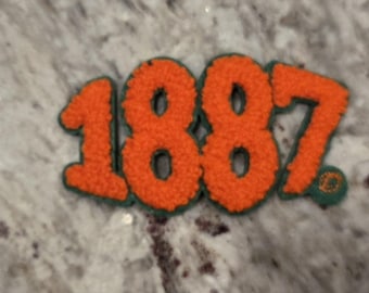 1887 chenille 2 inch patch; orange und grün; hbcu; aufbügeln