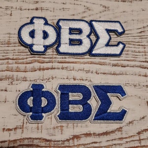 Phi Beta Signia; kleine gestickte Symbole; aufbügeln; 3"; 1914; Blau und weiß; GOMAB