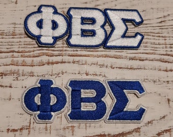 Phi Beta Signia; kleine gestickte Symbole; aufbügeln; 3"; 1914; Blau und weiß; GOMAB