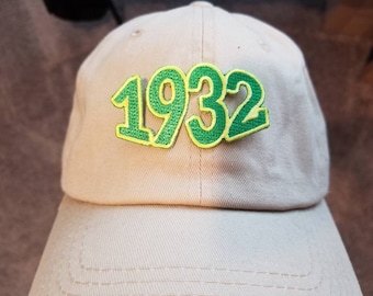 1932 Baseball Cap; Nurse, Green and Yellow, Chi Eta Phi, Hero, Hospital, Helper, Sorority