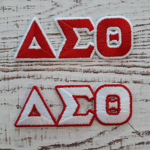 Delta Sigma Theta symbol patch; 1913; Red and white; 3&quot; x 1&quot;; iron on