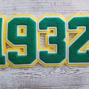 1932 Chenille Number (iron-on); Green and Yellow, 1932, Nurse, LifeSaver,