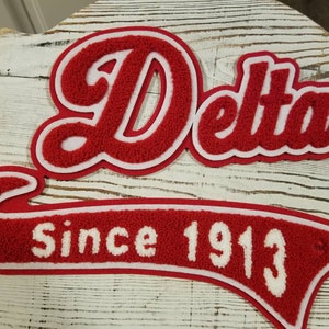 Delta Since 1913 with tail chenille patch; Howard; Sorority; College; OO-OOP