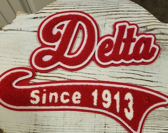 Delta Since 1913 with tail chenille patch; Howard; Sorority; College; OO-OOP