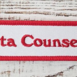 Delta Counselor -embroidered patch; iron on; red and white